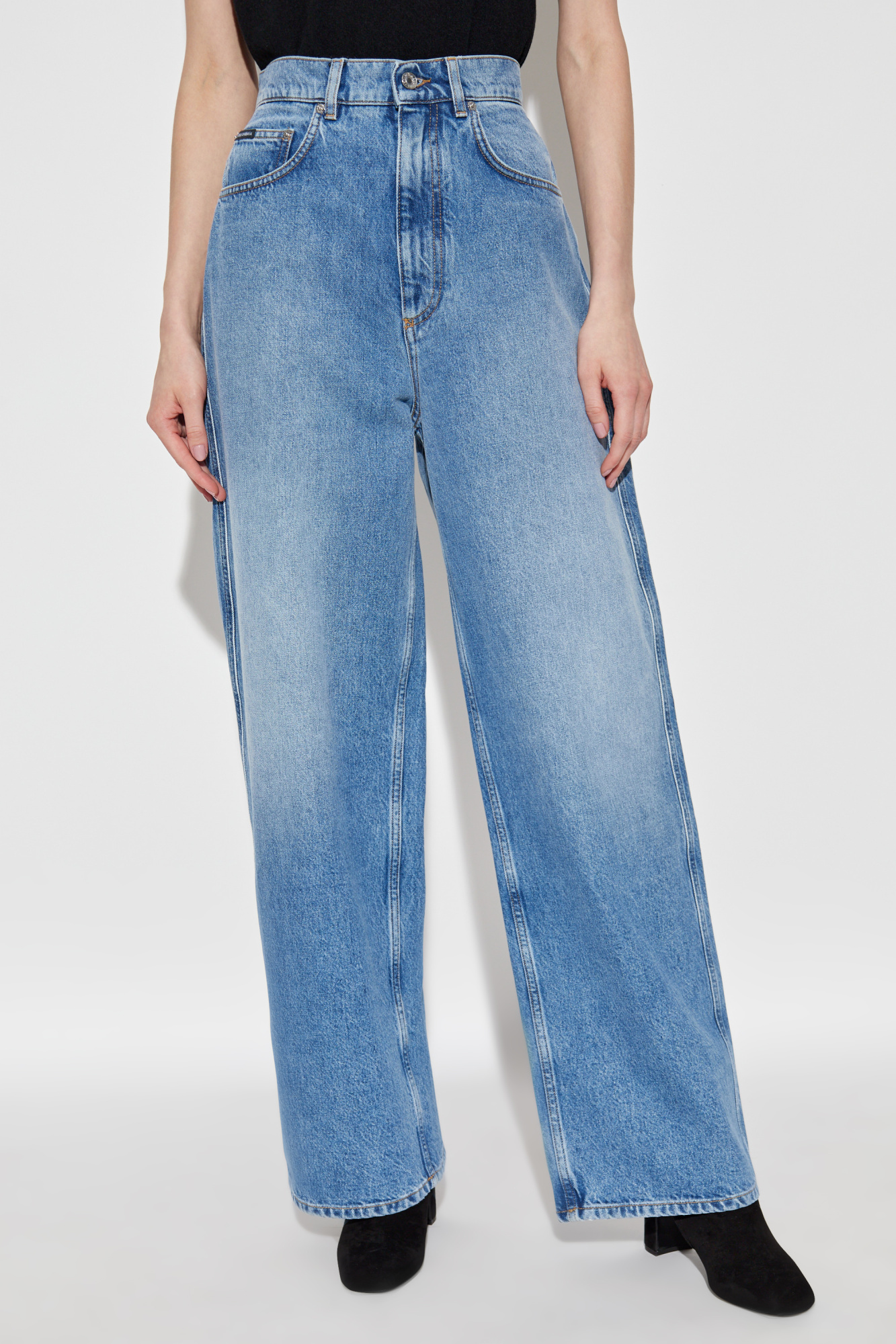 【関税込み】DOLCE GABBANA Women Straight Pants FTC9RTHS5S6 Flared wool gabardine pants in Black for Women